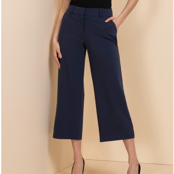 Ricki’s Scuba Crepe Wide-Crop Navy Pant - Picture 1 of 11